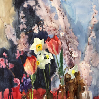 Peinture intitulée "Spring" par Nadia Boldina, Œuvre d'art originale, Aquarelle