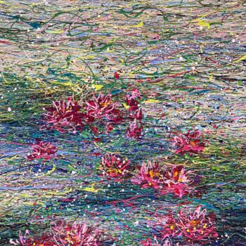 Malerei mit dem Titel "Sun, water and pink…" von Nadiia Antoniuk, Original-Kunstwerk, Acryl