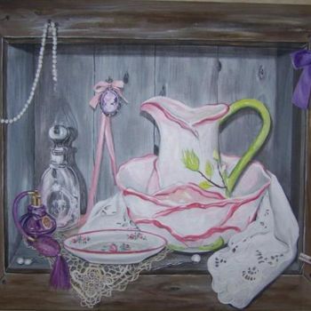 Schilderij getiteld "Toilette d'antan" door Nadine Coffinier, Origineel Kunstwerk, Acryl