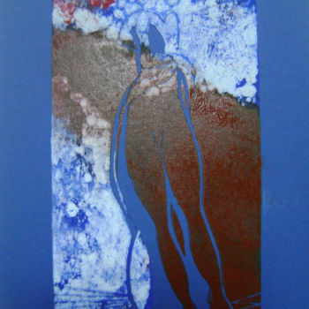 Printmaking titled ""viens ma douce N°3"" by Nadine Trescartes (fildefériste), Original Artwork, Linocuts