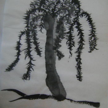 Dessin intitulée "saule 1" par Nadine Trescartes (fildefériste), Œuvre d'art originale, Encre