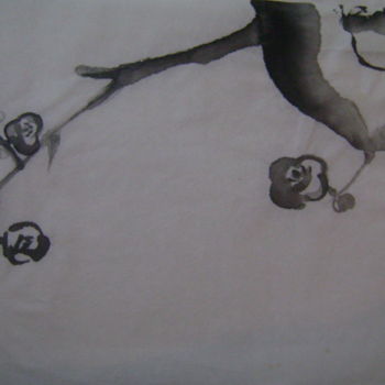 Desenho intitulada "Fleurs de prunier 1" por Nadine Trescartes (fildefériste), Obras de arte originais, Tinta