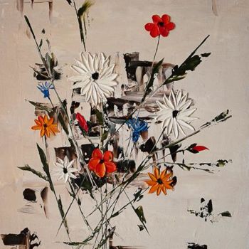 Картина под названием "Fleures sauvage" - Nadine Coutellier, Подлинное произведение искусства