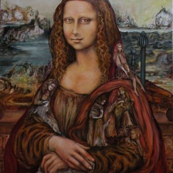 Ζωγραφική με τίτλο "La Pequena Mona Lisa" από Nadyn Kuntz, Αυθεντικά έργα τέχνης, Λάδι