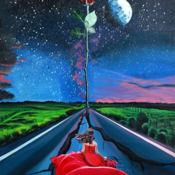 Painting titled "Towards To Rose" by Nagehan Çalıskan, Original Artwork, Acrylic
