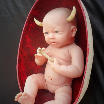 Escultura titulada "bébé" por Nancy Cardinal, Obra de arte original, Media mixtos
