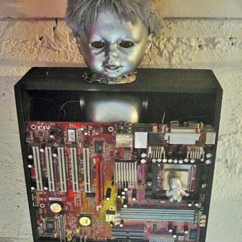 Sculpture titled "Cyberbébé" by Nancy Cardinal, Original Artwork, Mixed Media