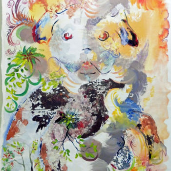绘画 标题为“le chien” 由Nanou, 原创艺术品, 丙烯