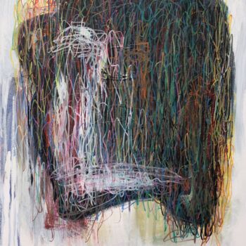 Ζωγραφική με τίτλο "Threads" από Naoko Paluszak, Αυθεντικά έργα τέχνης, Ακρυλικό Τοποθετήθηκε στο Ξύλινο φορείο σκελετό