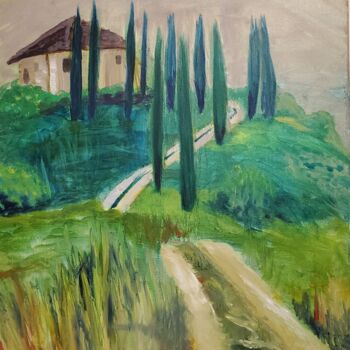 Pittura intitolato "Through the Cypress…" da Naomi Czupryna, Opera d'arte originale, Olio