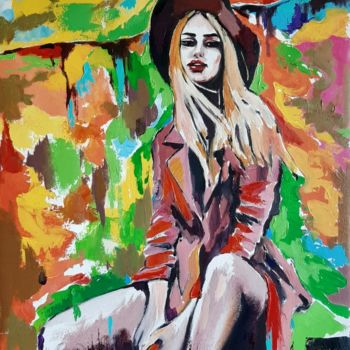 Painting titled "Blonde (40x50cm, oi…" by Narek Jaghacpanyan, Original Artwork, Oil Mounted on Wood Stretcher frame