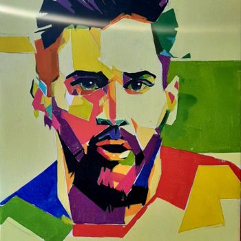 Peinture intitulée "Messi (35x45cm, oil…" par Narek Jaghacpanyan, Œuvre d'art originale, Huile Monté sur Châssis en bois