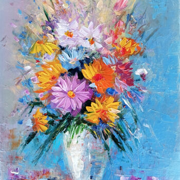 Картина под названием "Wildflower Waltz" - Narek, Подлинное произведение искусства, Масло Установлен на Деревянная рама для…
