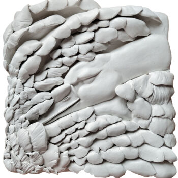 Sculpture titled "Tenderness" by Nastassia Karpenkova, Original Artwork, Plaster Mounted on Wood Panel