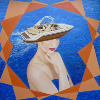 「femme bateau de pla…」というタイトルの絵画 Natefによって, オリジナルのアートワーク, オイル
