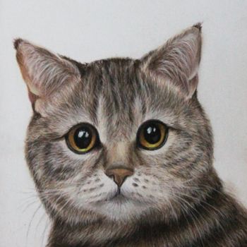 Drawing titled "the cat" by Nata New, Original Artwork, Pastel
