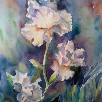 Peinture intitulée "Irises" par Nata New, Œuvre d'art originale, Aquarelle