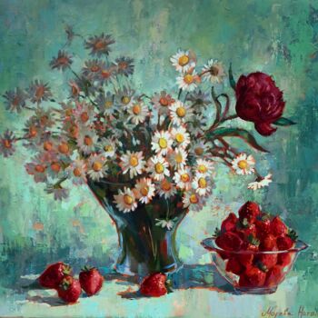 Painting titled "Strawberry moods" by Natalia Moreva, Original Artwork, Oil