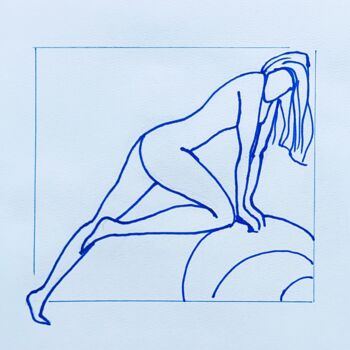 Zeichnungen mit dem Titel "Blue Body Balance N…" von Natalia Ayupov, Original-Kunstwerk, Marker