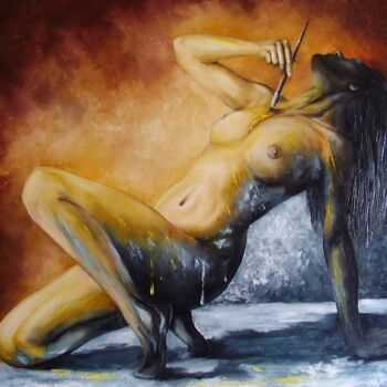 Картина под названием "Oil painting "Naked…" - Natalia Bazyliuk, Подлинное произведение искусства, Масло