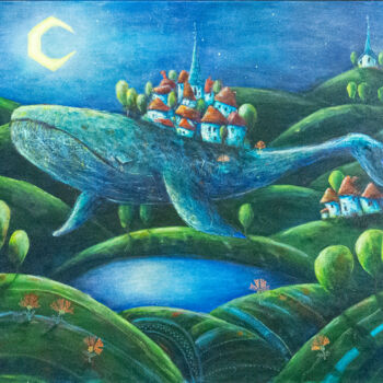 Painting titled "The Night When The…" by Natalia Berezina (natimade), Original Artwork, Acrylic