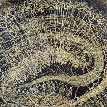 Painting titled "Neurogenesis" by Natalia Bienek, Original Artwork, Acrylic Mounted on Wood Stretcher frame
