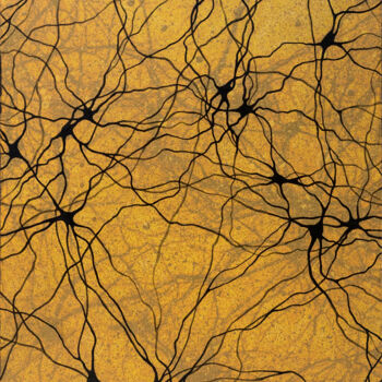 Painting titled "Neurons XXII" by Natalia Bienek, Original Artwork, Acrylic Mounted on Wood Stretcher frame