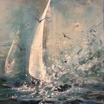 绘画 标题为“Yacht in the Storm” 由Natalia Czarnecka-Diling, 原创艺术品, 丙烯