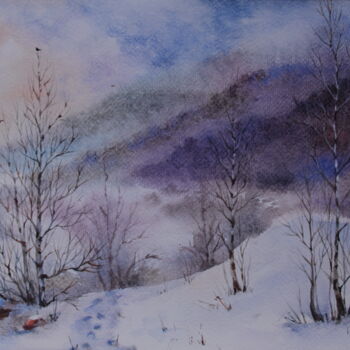 Картина под названием "Зима приходит" - Natalia Kakhtiurina, Подлинное произведение искусства, Акварель