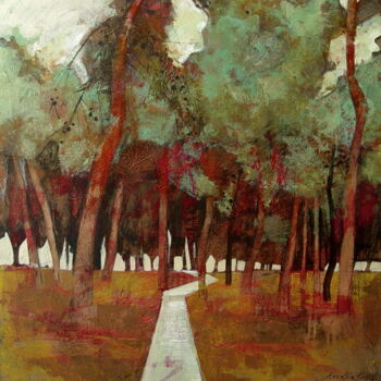 Painting titled "Pines" by Natalia Kaza, Original Artwork, Acrylic