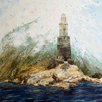 Painting titled "LIGHTHOUSE, 70x100…" by Natalia Korneeva, Original Artwork, Oil