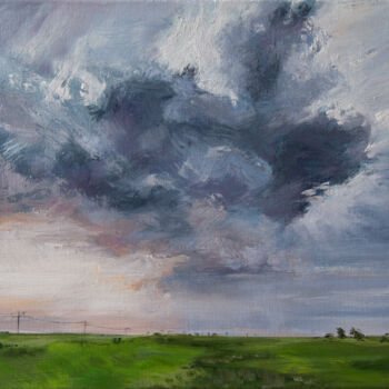 Painting titled "CLOUD OVER THE FIEL…" by Natalia Korneeva, Original Artwork, Oil