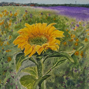 Peinture intitulée "Sunflower" par Natalia Kuznetsova, Œuvre d'art originale, Aquarelle