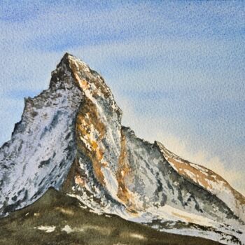 Painting titled "Mountain" by Natalia Kuznetsova, Original Artwork, Watercolor