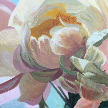 Peinture intitulée "peony flower" par Natalia Smirnova, Œuvre d'art originale, Acrylique