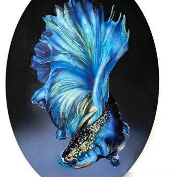 Malerei mit dem Titel "Blue Realism Painti…" von Natalia Yangalycheva, Original-Kunstwerk, Acryl Auf Keilrahmen aus Holz mon…