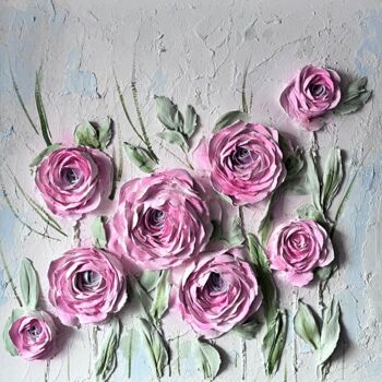 Painting titled "Ranunculus sculptur…" by Natalia Yangalycheva, Original Artwork, Acrylic