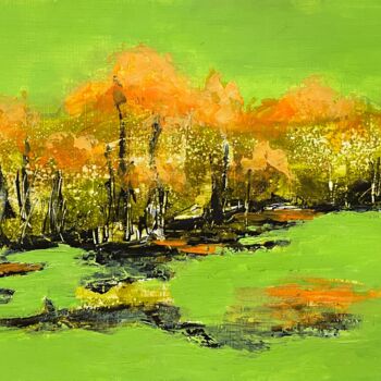 Painting titled "Gold Autumn" by Natalie Aleksejeva (NatalieVerve), Original Artwork, Acrylic