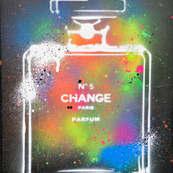 绘画 标题为“Chanel Change NEON…” 由Natalie Otalora, 原创艺术品, 丙烯 安装在木质担架架上