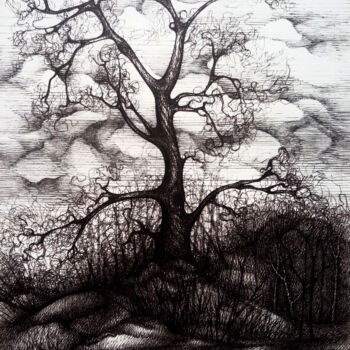 Рисунок под названием "Tree" - Nataliia Bachynska, Подлинное произведение искусства, Чернила