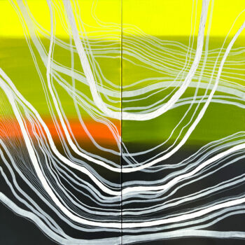 Malarstwo zatytułowany „Sunset field” autorstwa Nataliia Lepikhina, Oryginalna praca, Akryl Zamontowany na Drewniana rama no…