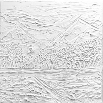 Pintura intitulada "Winter white mounta…" por Nataliia Krykun, Obras de arte originais, Acrílico Montado em Armação em madei…