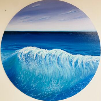 제목이 "Ocean wave - sky li…"인 미술작품 Nataliia Krykun로, 원작, 기름 나무 들것 프레임에 장착됨
