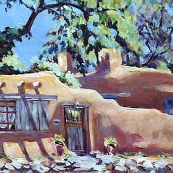 Painting titled "adobe house Canyon…" by Nataly Jolibois, Original Artwork, Oil