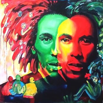 Malerei mit dem Titel "Bob Marley" von Natalya Moshina-Turusinova, Original-Kunstwerk, Acryl