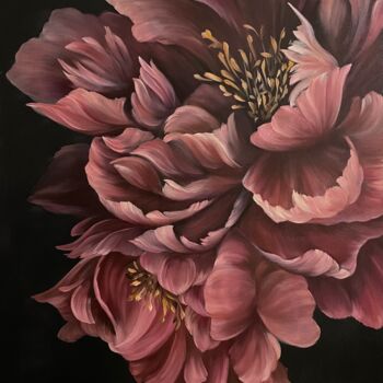 Pintura intitulada "The aroma of peony" por Natalya Nesterenko, Obras de arte originais, Óleo Montado em Armação em madeira