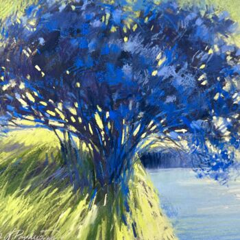 Pintura intitulada "Blue Tree" por Natalya Paydugina, Obras de arte originais, Pastel