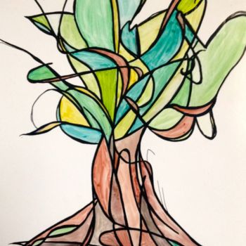 Painting titled "Mon arbre de vie" by Natanatis, Original Artwork, Gouache