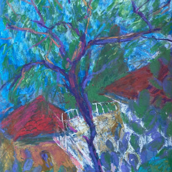 Painting titled "Balcony" by Natasha Kiryushkina, Original Artwork, Pastel