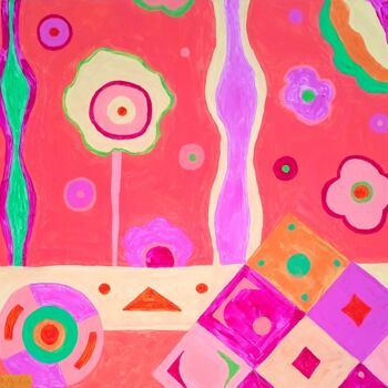 Malerei mit dem Titel "Pink Life Abstract…" von Natelly Gree, Original-Kunstwerk, Acryl